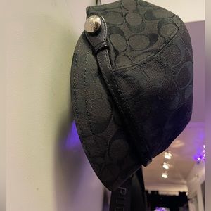 Black Coach hat cap with patent and silver adornment small
